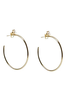 Argento Vivo Sterling Silver Semiprecious Stone Hoop Earrings in Gold/Pearl at Nordstrom