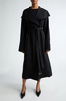 TOTEME Signature Twill Belted Coat Black at Nordstrom, Us