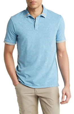 Stone Rose Tipped Acid Wash Performance Jersey Polo Light Blue at Nordstrom,