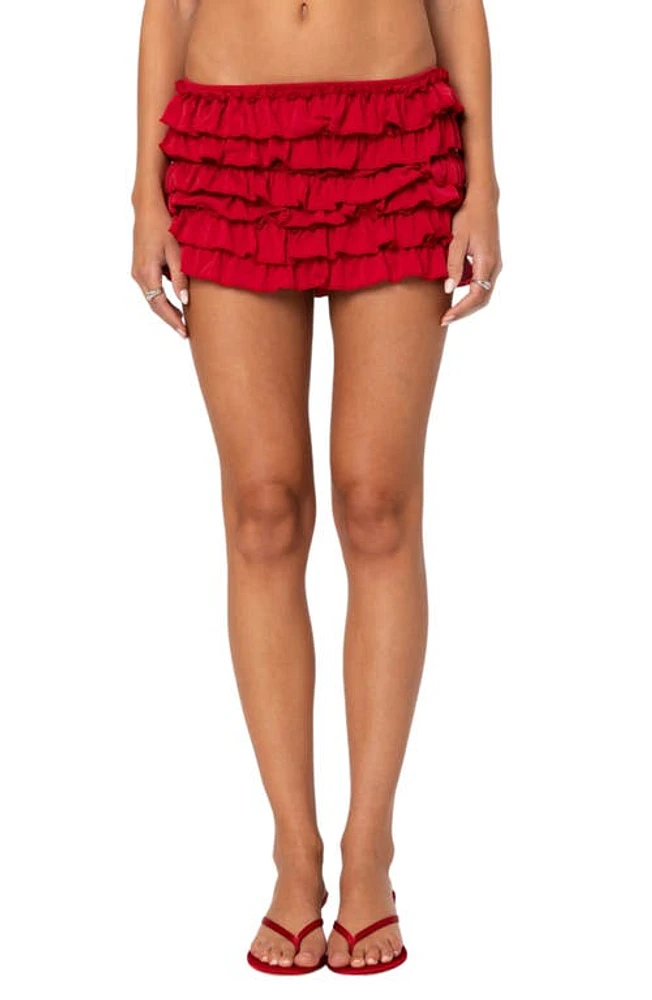 EDIKTED Constance Ruffle Miniskirt in Red at Nordstrom, Size X-Small