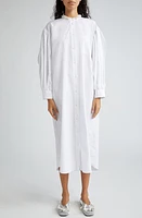 Simone Rocha Bow Back Long Sleeve Cotton Poplin Midi Shirtdress White/Pearl at Nordstrom, Us