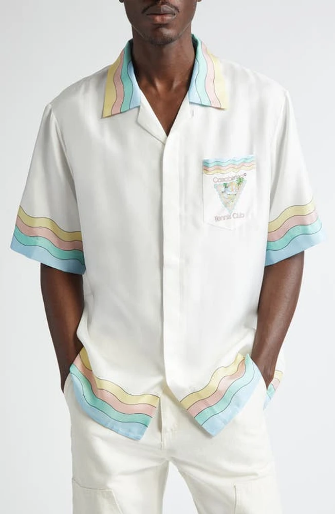 Casablanca Tennis Club Silk Camp Shirt Maison De Reve at Nordstrom,