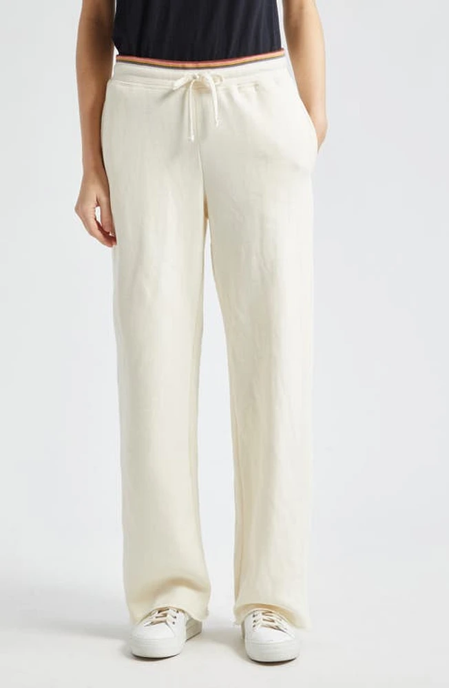 Marine Layer Anytime Wide Leg Cotton Blend Sweatpants Antique White at Nordstrom,