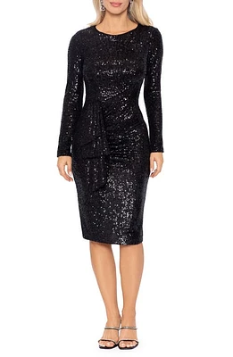 Xscape Evenings Long Sleeve Sequin Cocktail Dress Black at Nordstrom,