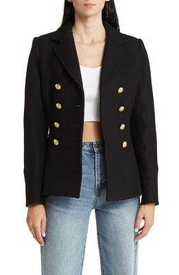 LoveShackFancy Morrow Double Breasted Peplum Jacket Black at Nordstrom,