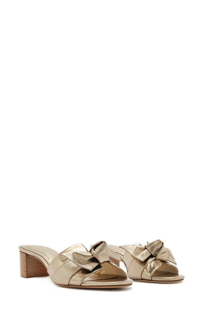 Alexandre Birman Maxi Clarita Bow Strap Block Heel Slide Sandal in Luna at Nordstrom, Size 8.5