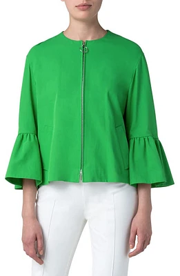 Akris punto Bell Sleeve Stretch Gabardine Jacket in Green at Nordstrom, Size 4