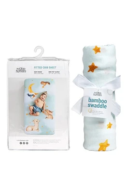 ROOKIE HUMANS Cotton Sateen Crib Sheet & Muslin Swaddle Set in Wonderland at Nordstrom