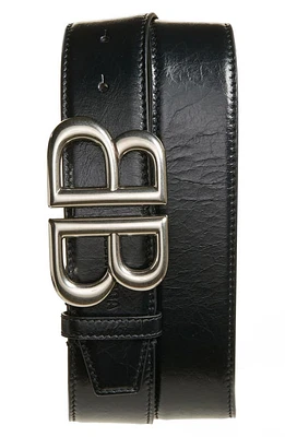 Balenciaga Monaco BB Calfskin Leather Belt Black at Nordstrom, Eu