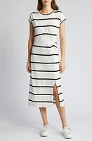 caslon(r) Twist Waist Organic Cotton Midi T-Shirt Dress Black at Nordstrom,