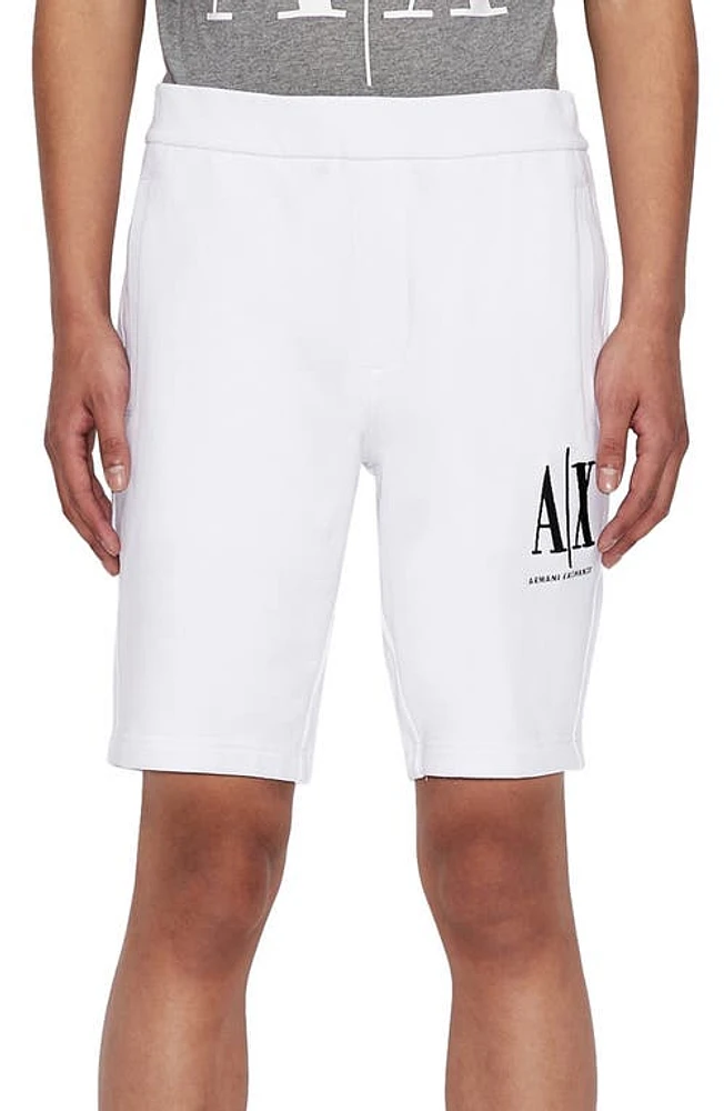 Armani Exchange Icon Logo Sweat Shorts Solid White at Nordstrom,