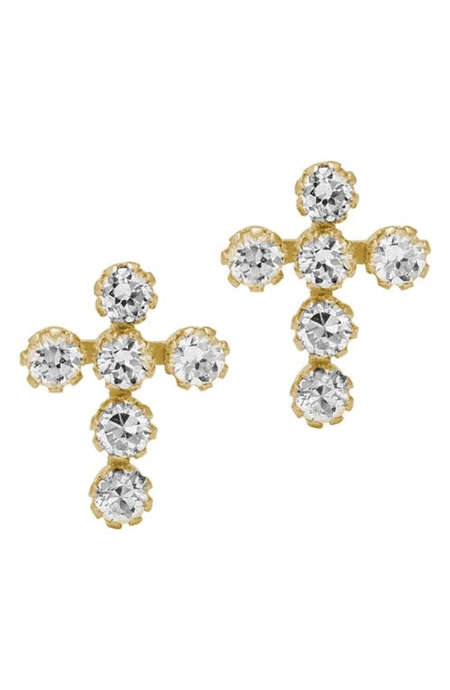 Mignonette 14k Gold & Cubic Zirconia Cross Earrings at Nordstrom