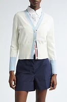 Thom Browne Blue Rose Classic Fit Colorblock Cotton Blend Cardigan White at Nordstrom, Us