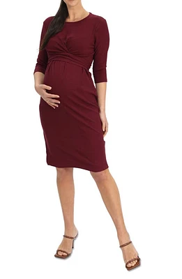 Angel Maternity Tie Waist Maternity/Nursing Dress Burgendy at Nordstrom,