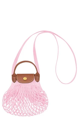 Longchamp Extra Small Le Pliage Filet Knit Crossbody Bag in Pink at Nordstrom