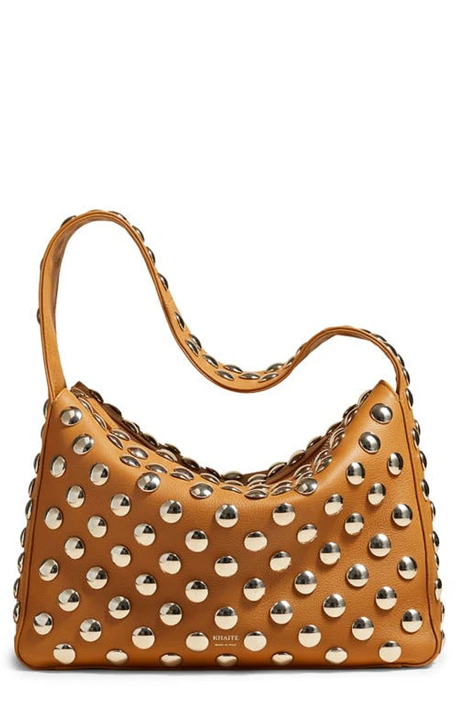 Khaite Elena Stud Detail Shoulder Bag in Nougat at Nordstrom