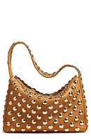 Khaite Elena Stud Detail Shoulder Bag in Nougat at Nordstrom