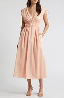 Charles Henry Gathered Sleeveless Midi Dress Peach at Nordstrom,