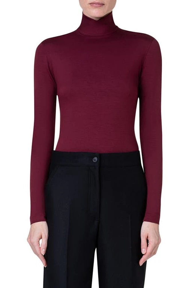 Akris punto Stretch Jersey Turtleneck Top in 096 Garnet at Nordstrom, Size 2