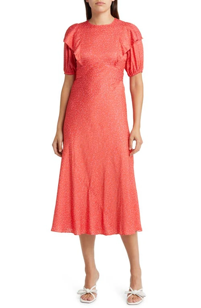 Ted Baker London Mayyia Ruffle Tie Back Puff Sleeve A-Line Dress in Fuchsia at Nordstrom, Size 6