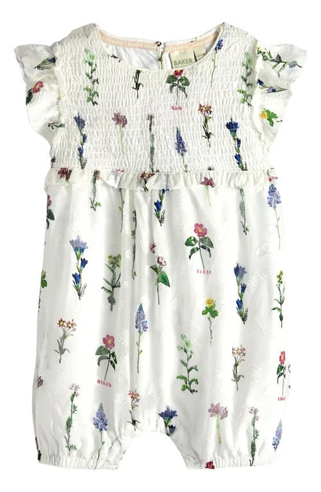 Baker by Ted Floral Romper White at Nordstrom,