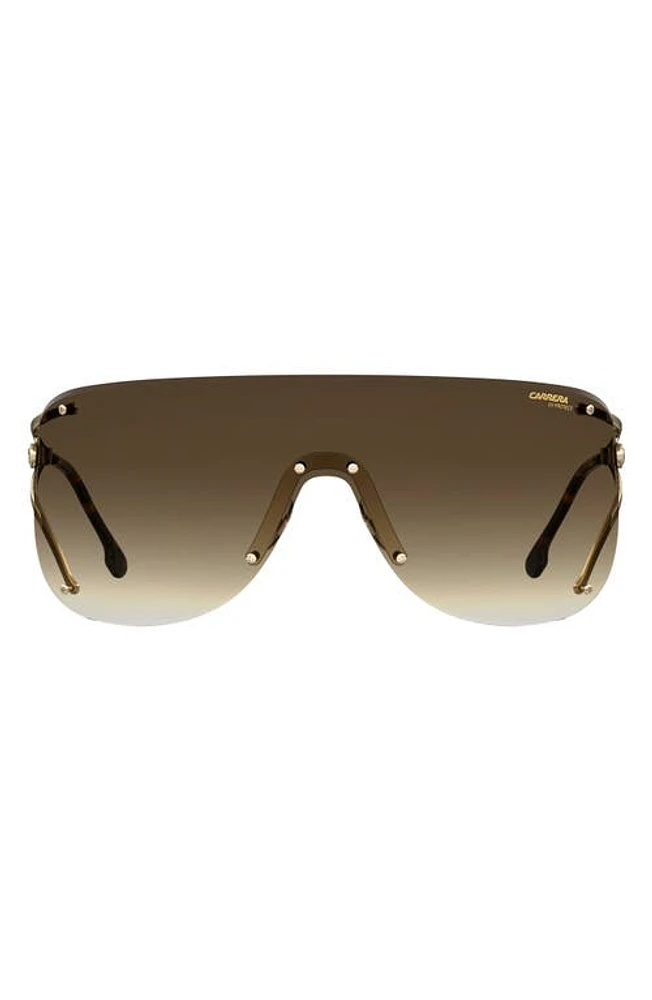 Carrera Eyewear 99mm Shield Sunglasses in Gold Havana/Brown Gradient at Nordstrom