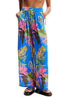 Desigual Tropical Wide Leg Trousers in Blue at Nordstrom, Size Medium