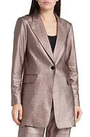 KOBI HALPERIN Metallic Longlinge Faux Leather Blazer at Nordstrom, Size X-Small