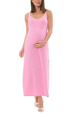 Ripe Maternity Skyla Sleeveless Pointelle Knit Midi Maternity Dress in Bubble Gum at Nordstrom, Size X-Large