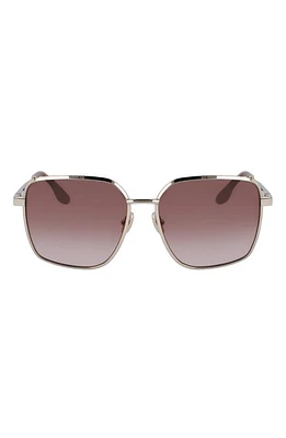 Victoria Beckham 59mm Rectangular Sunglasses in Gold/Brown at Nordstrom