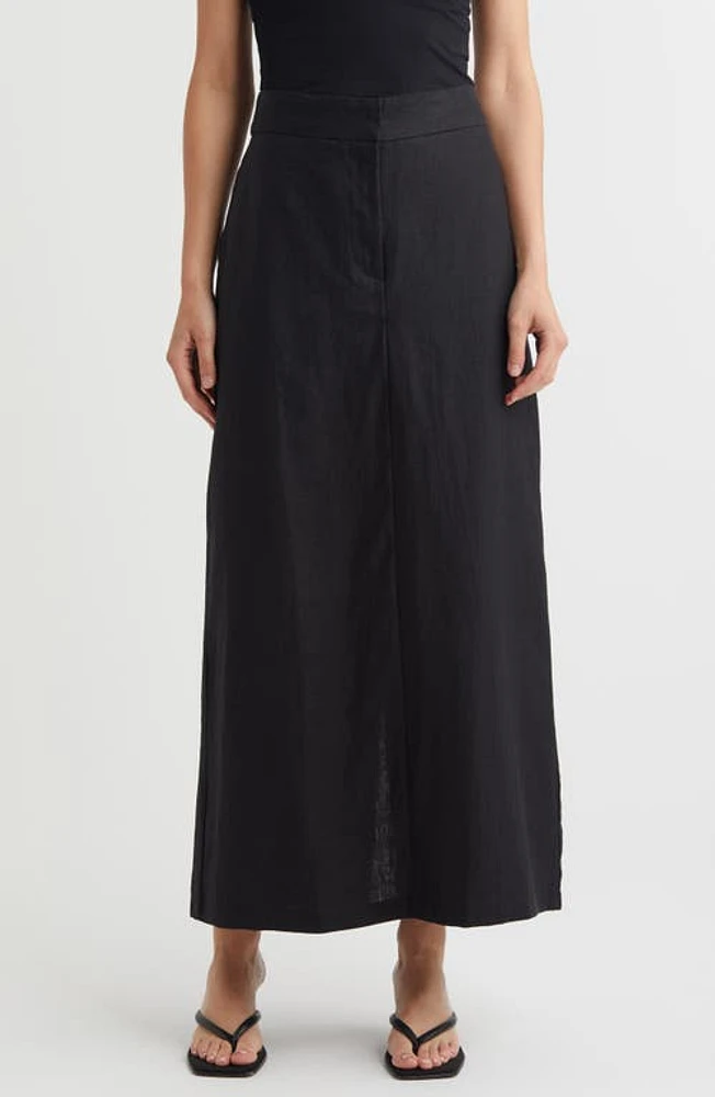 Faithfull the Brand Nelli Linen Maxi Skirt Black at Nordstrom,