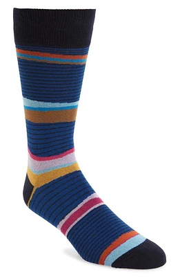 Paul Smith Eli Stripe Cotton Blend Dress Socks in Navy at Nordstrom