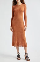 Ulla Johnson Simone Long Sleeve Rib Sweater Dress Bronze at Nordstrom,