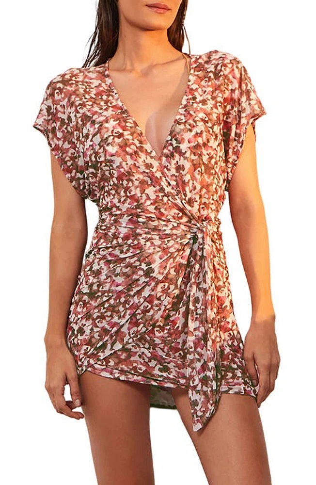 ViX Swimwear Naia Emily Cover-Up Wrap Dress Burgundy Multi at Nordstrom,