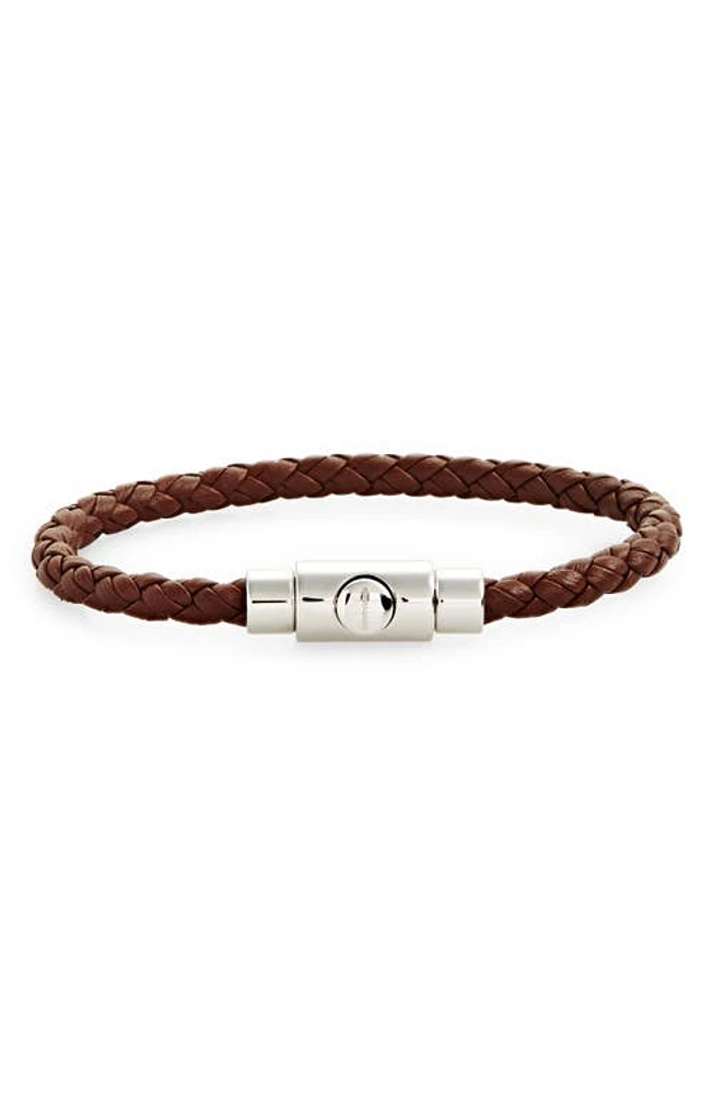 FERRAGAMO Men's Braided Leather Bracelet in Brown Pelle Barkbro Pld at Nordstrom