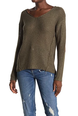 RDI V-Neck Elbow Patch Tunic Sweater in Drabtonal at Nordstrom, Size Large