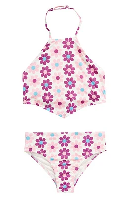 Miken Swim Kids' Floral Two-Piece Swimsuit Vanilla Ice/Dahlia at Nordstrom,