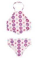 Miken Swim Kids' Floral Two-Piece Swimsuit Vanilla Ice/Dahlia at Nordstrom,