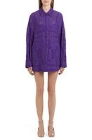 Valentino Garavani Mini Bandana Guipure Lace Oversize Cotton Blend Blouse Yu4-Astral Purple at Nordstrom, Us