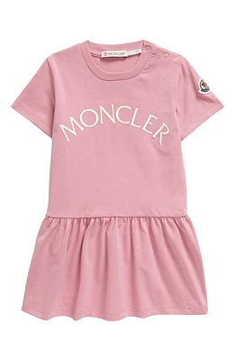 Moncler Kids' Embroidered Logo Short Sleeve Dress in Pink at Nordstrom, Size 3Y