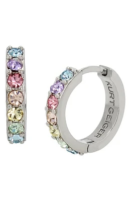 Kurt Geiger London Pastel Crystal Huggie Hoop Earrings in Silver Multi at Nordstrom