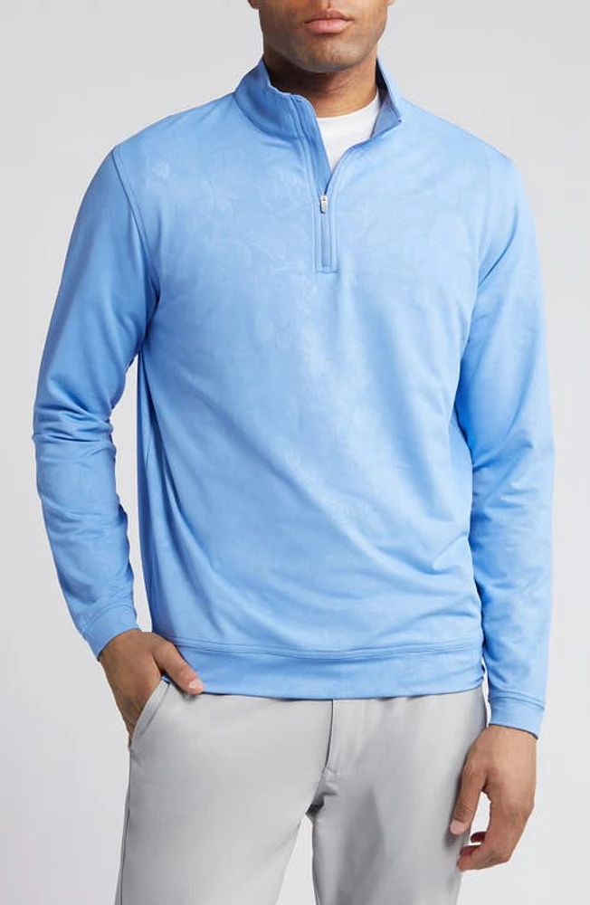 Peter Millar Perth Shadow Floral Performance Quarter Zip Pullover Bonnet at Nordstrom,