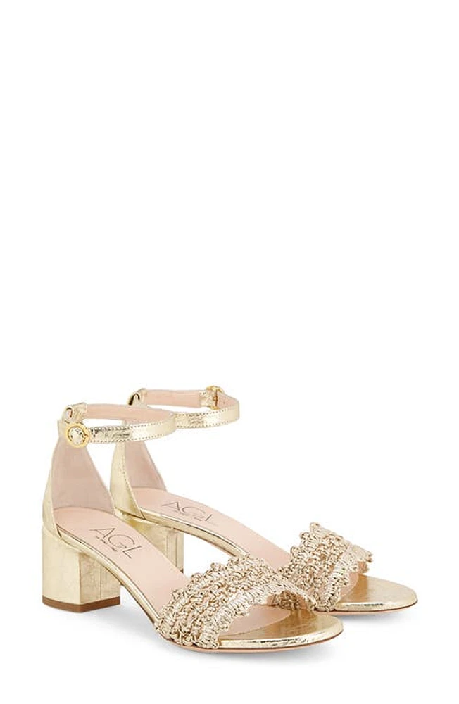 AGL Crochet Block Heel Sandal Golden-Platino at Nordstrom,