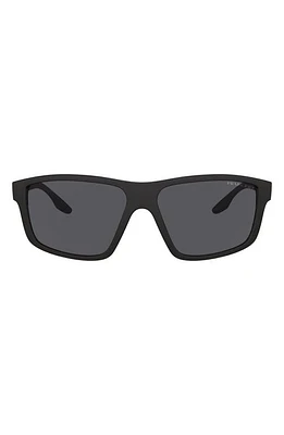 PRADA SPORT 60mm Polarized Rectangular Sunglasses in Black/Dark Grey at Nordstrom