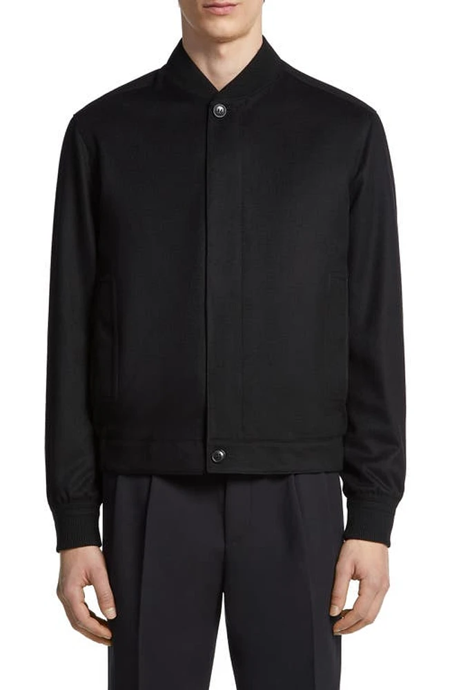 ZEGNA Water Repellent Elements Oasi Cashmere Bomber Jacket Black at Nordstrom, Us