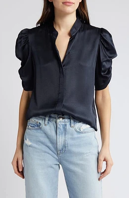 FRAME Puff Sleeve Silk Button-Up Shirt at Nordstrom,