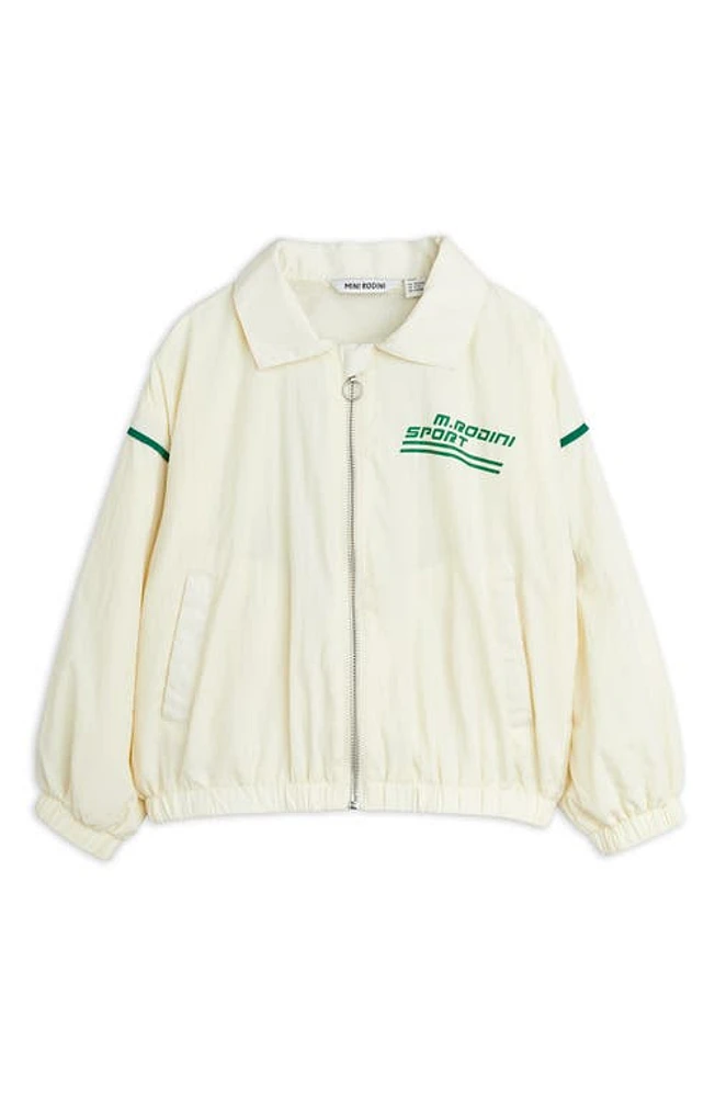 Mini Rodini Kids' Weight Lifting Recycled Nylon Coach's Jacket Off White at Nordstrom,