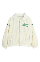 Mini Rodini Kids' Weight Lifting Recycled Nylon Coach's Jacket Off White at Nordstrom,