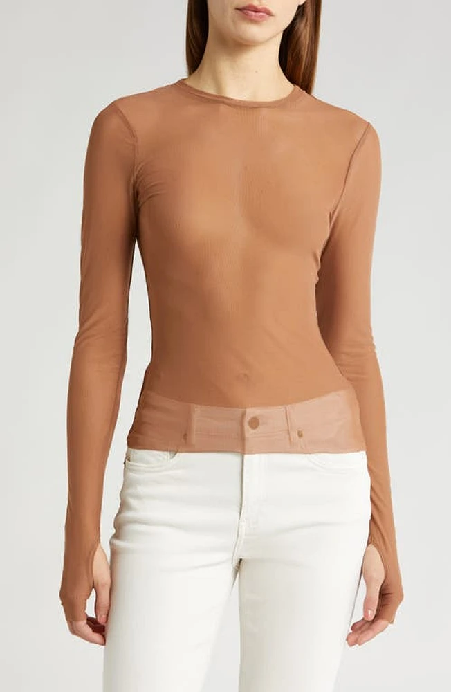 AFRM Kaylee Mesh Top Raw Umber at Nordstrom,