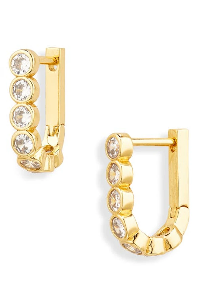 Madewell Cubic Zirconia Carabiner Hoop Earrings in Pale Gold at Nordstrom